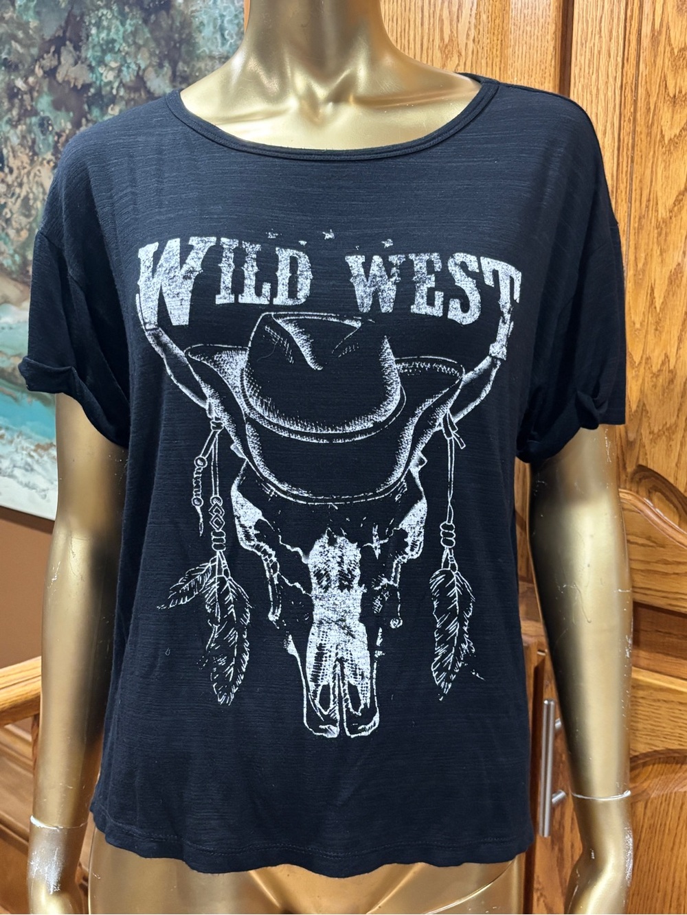 Wild West Black Graphic Crop Top - Women's